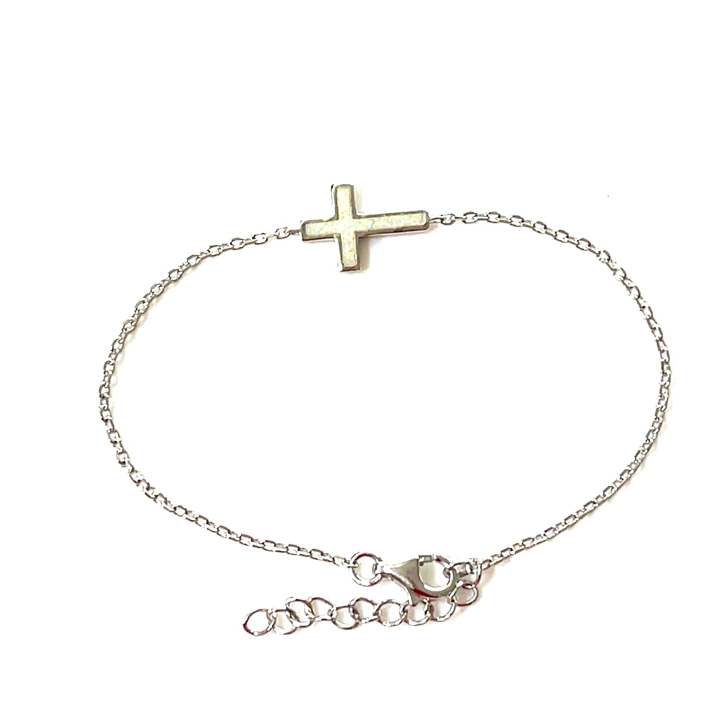 White-Opalite Inlaid Cross Bracelet