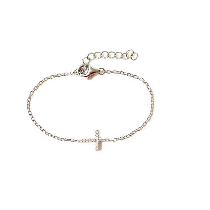Kids Cross Bracelet-Sparkle Paved-Set Cubic Zirconia