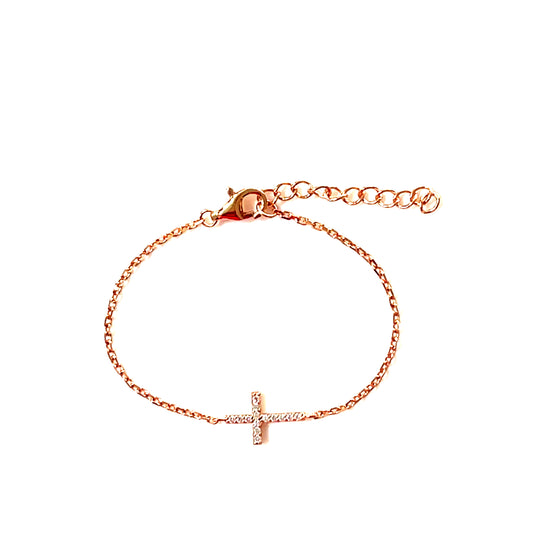 Kids Cross Bracelet-Sparkle Paved-Set Cubic Zirconia