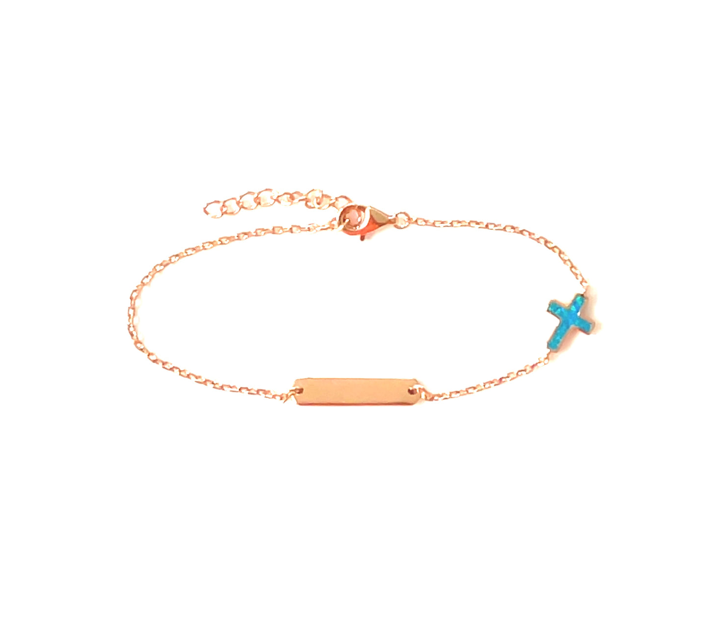 Tag & Blue Opalite Cross bracelet