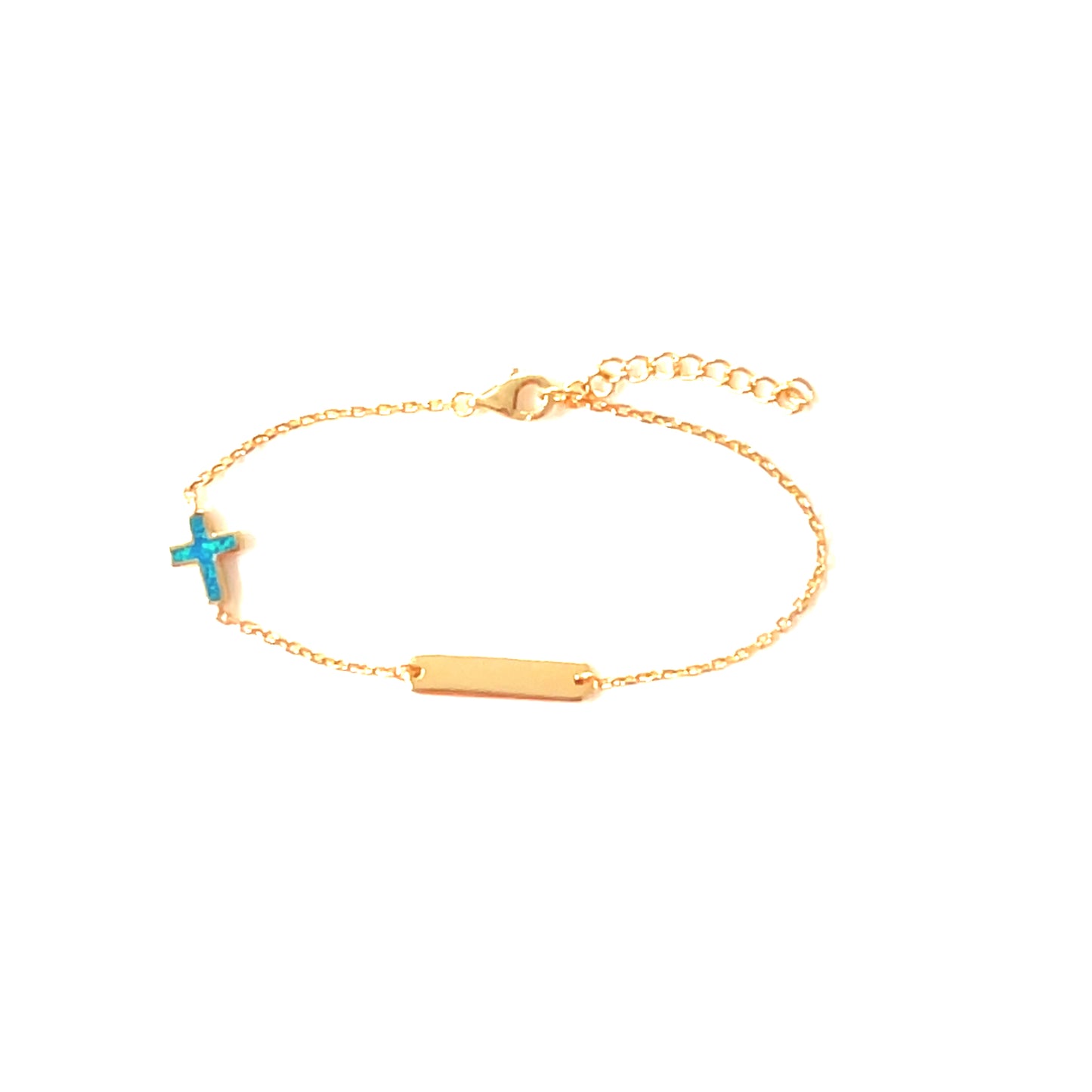Tag & Blue Opalite Cross bracelet