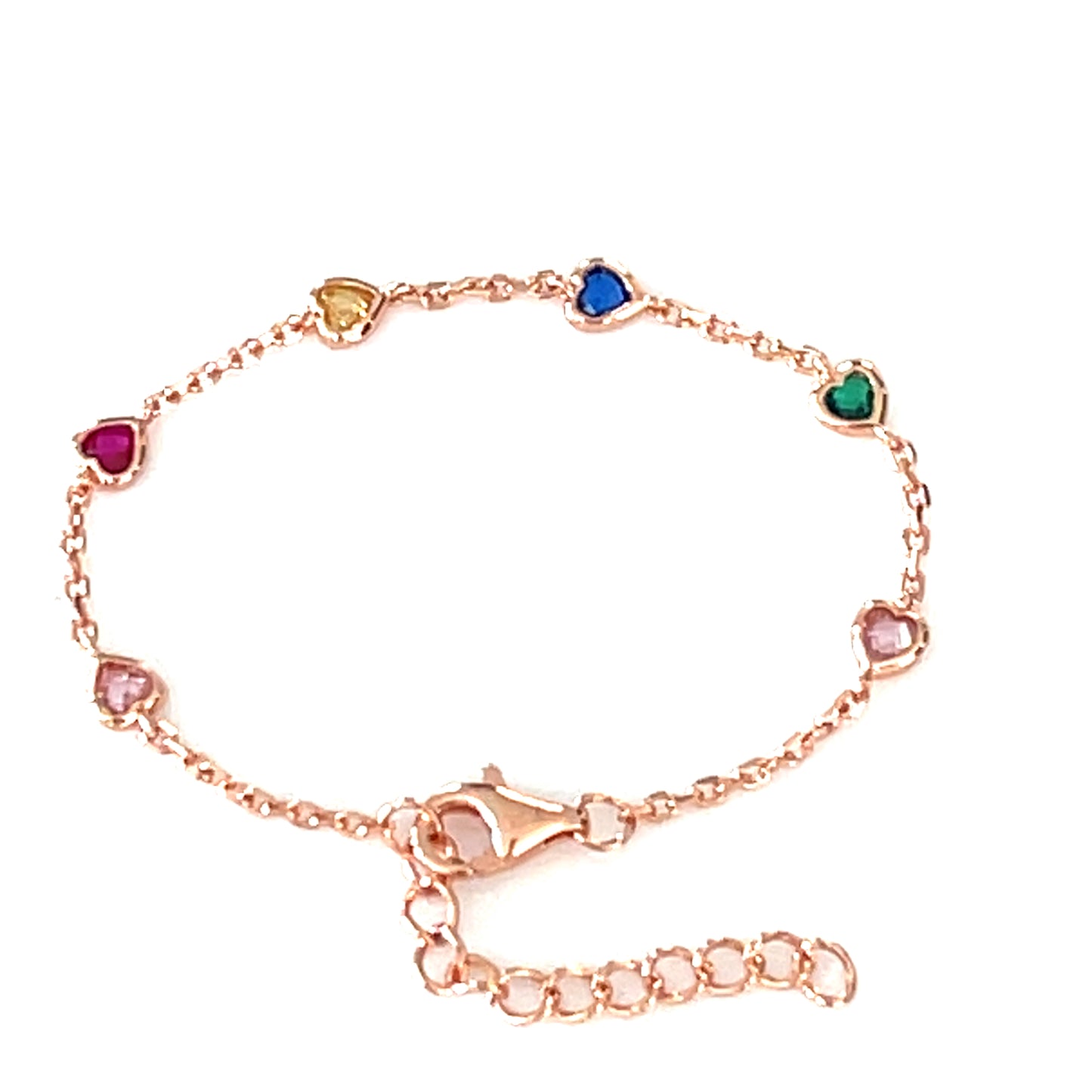 💖 Kids’ Vibrant rainbow Hearts – CZ colourful Bracelet