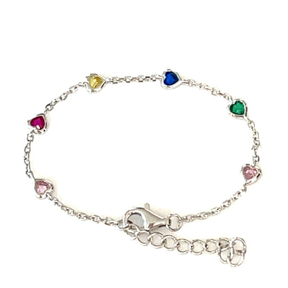 💖 Kids’ Vibrant rainbow Hearts – CZ colourful Bracelet