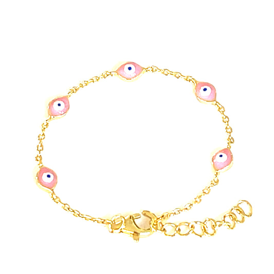 🧿 Kids’ Pink Guardian – Evil Eye Charm Bracelet