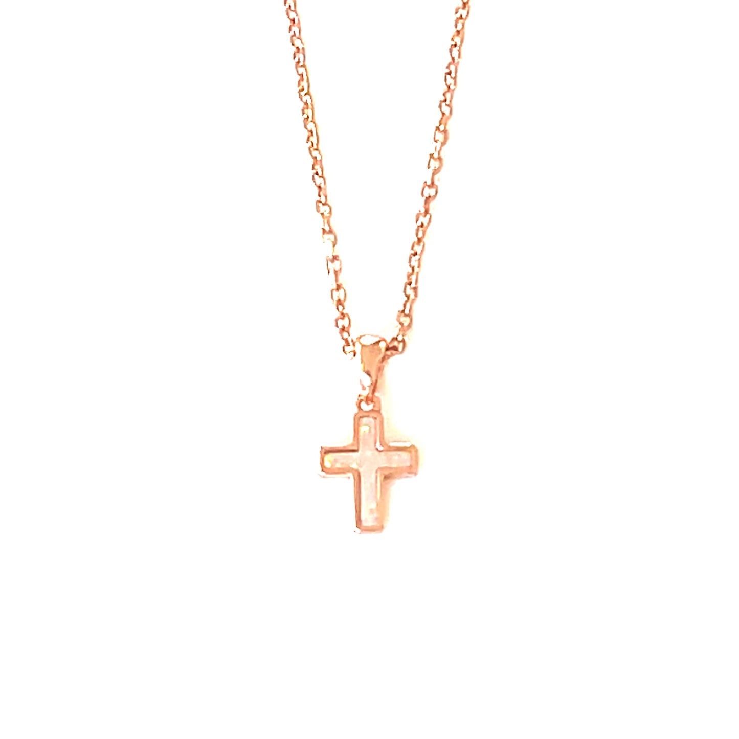 Small White Opalite Glow Cross Necklace