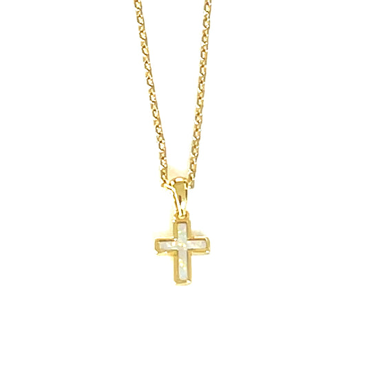 Small White Opalite Glow Cross Necklace
