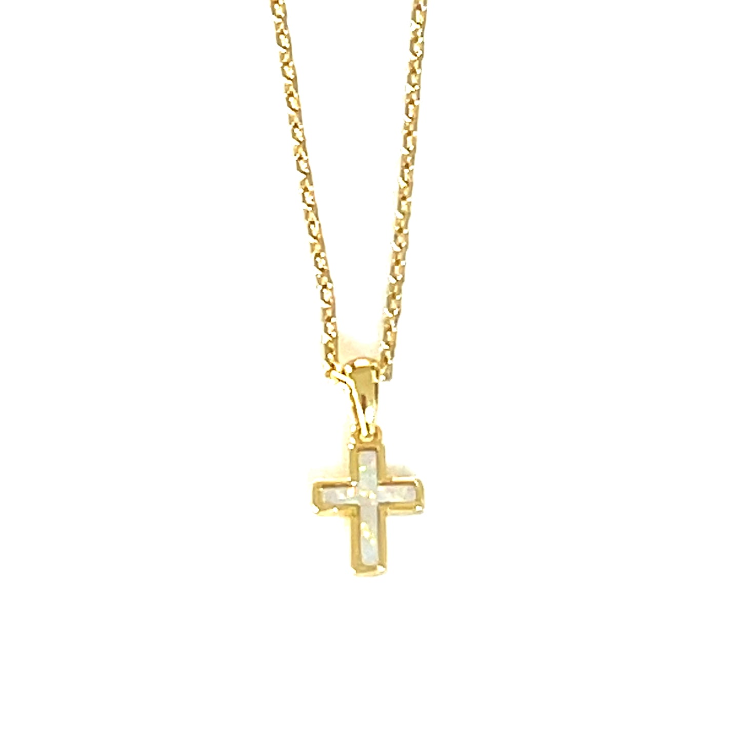 Small White Opalite Glow Cross Necklace