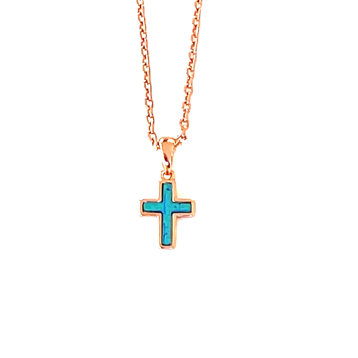 Petite Blue Opalite Cross Necklace