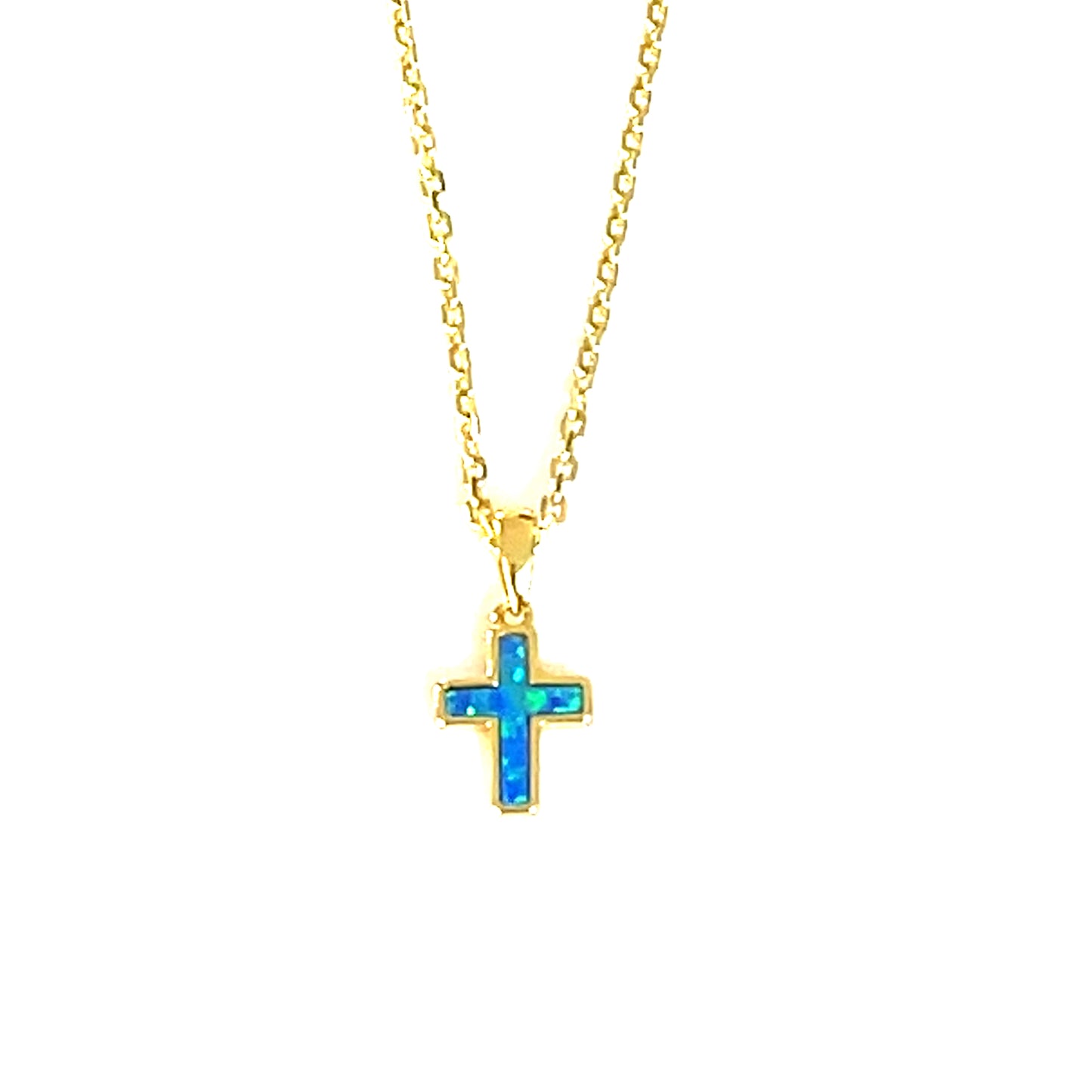 Petite Blue Opalite Cross Necklace