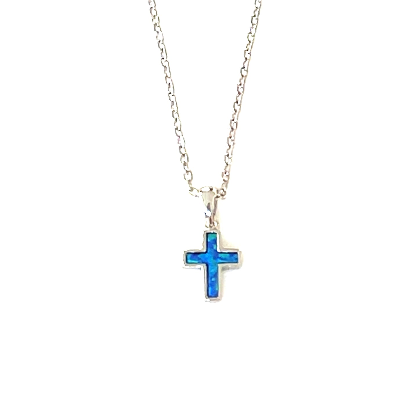 Petite Blue Opalite Cross Necklace