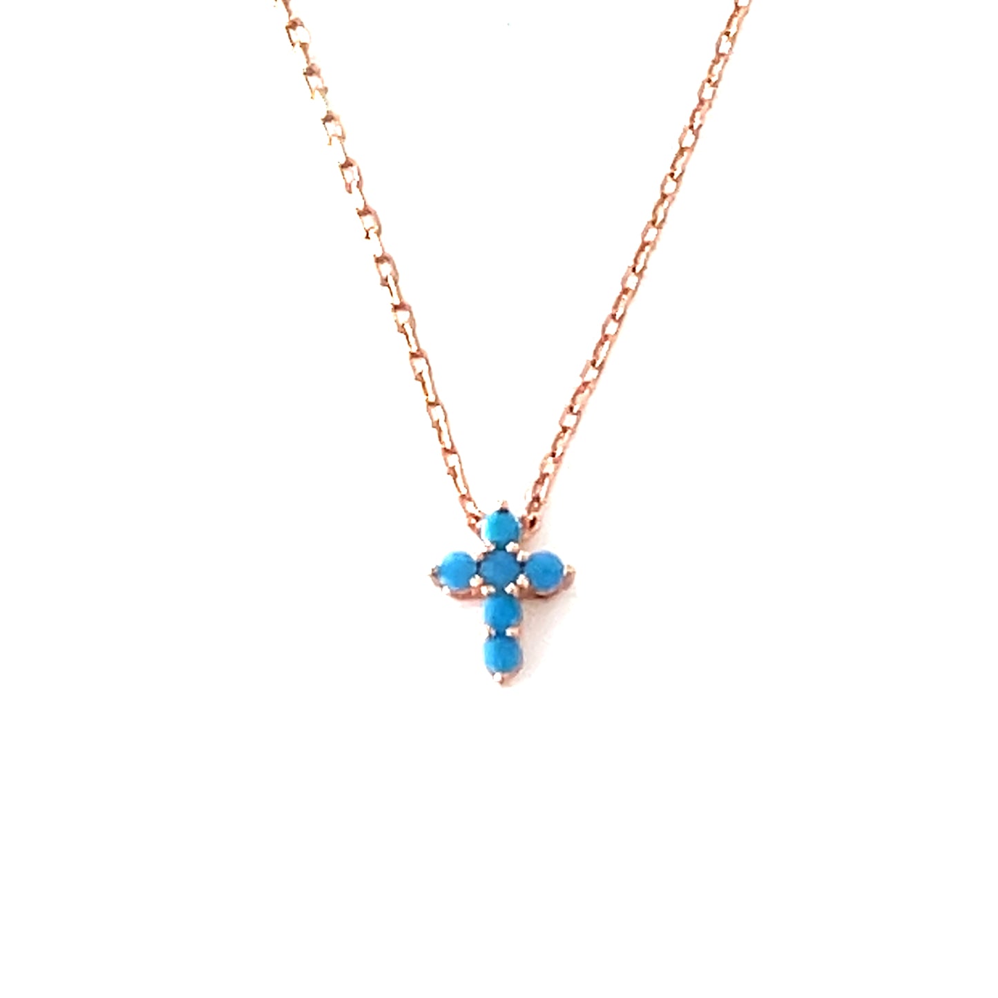 Blue Nano Turquoise cross-Vibrant Petite Cross Necklace