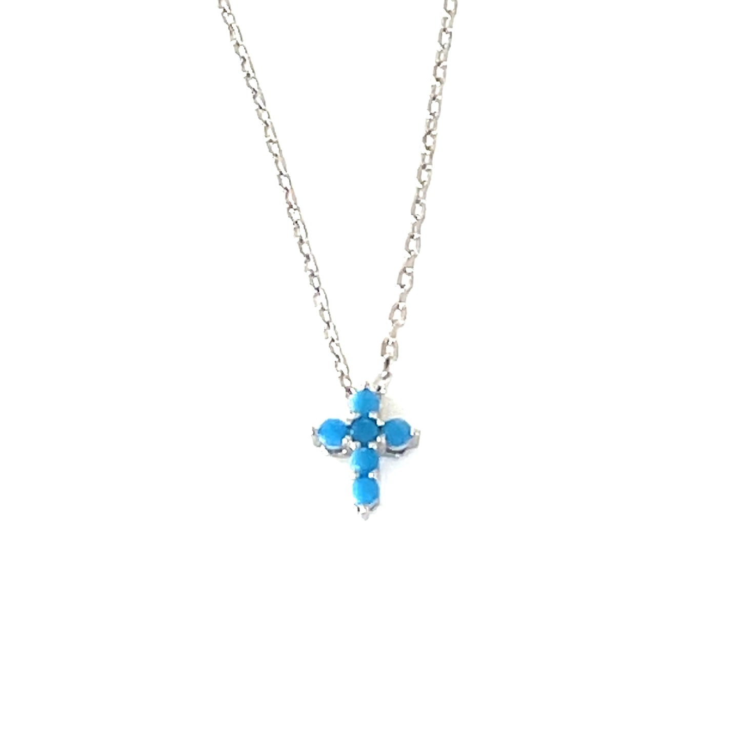 Blue Nano Turquoise cross-Vibrant Petite Cross Necklace