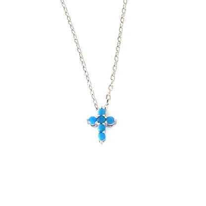 Blue Nano Turquoise cross-Vibrant Petite Cross Necklace