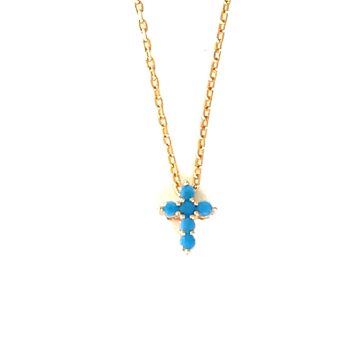 Blue Nano Turquoise cross-Vibrant Petite Cross Necklace