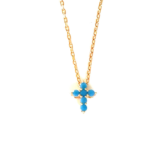 Blue Nano Turquoise cross-Vibrant Petite Cross Necklace