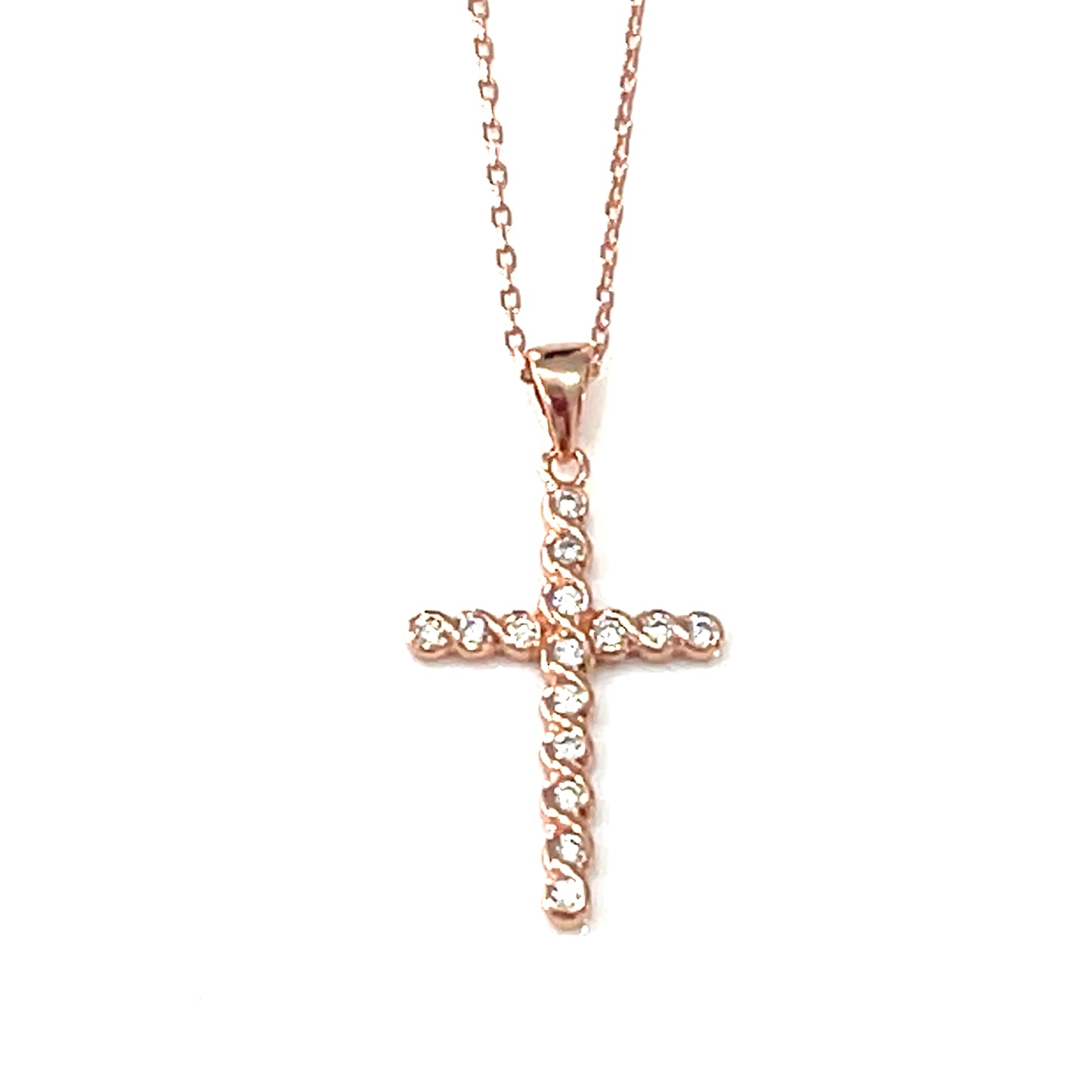Signature Classic Cross Necklace – Vertical Pavé Edition