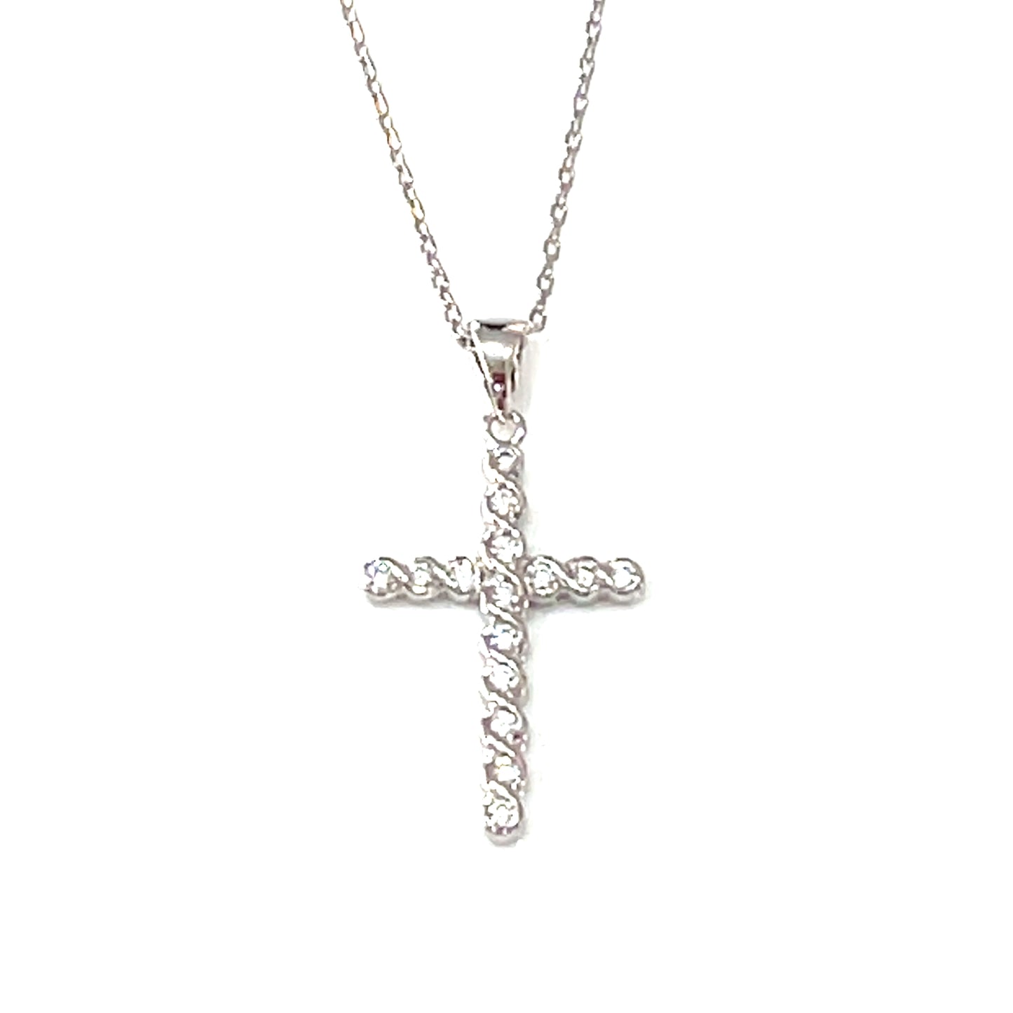 Signature Classic Cross Necklace – Vertical Pavé Edition