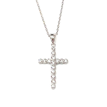 Signature Classic Cross Necklace – Vertical Pavé Edition
