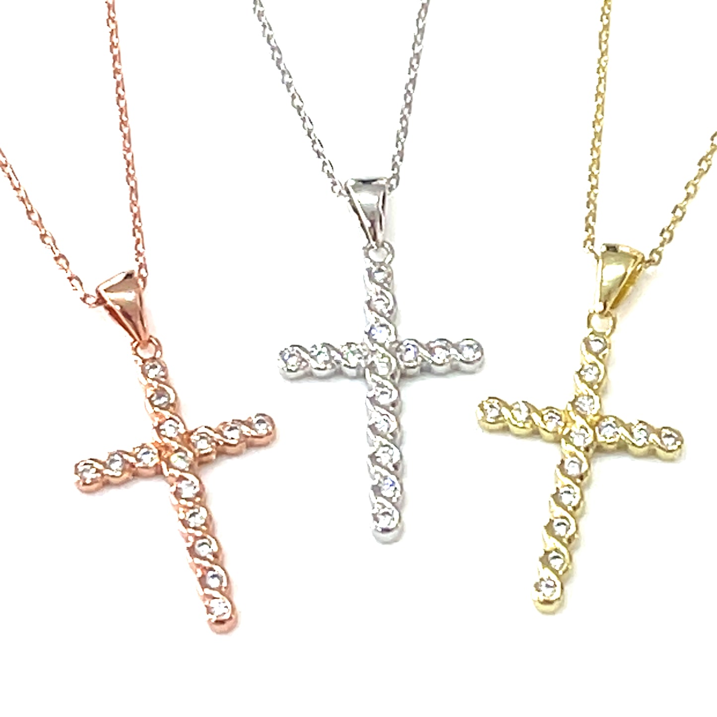 Signature Classic Cross Necklace – Vertical Pavé Edition