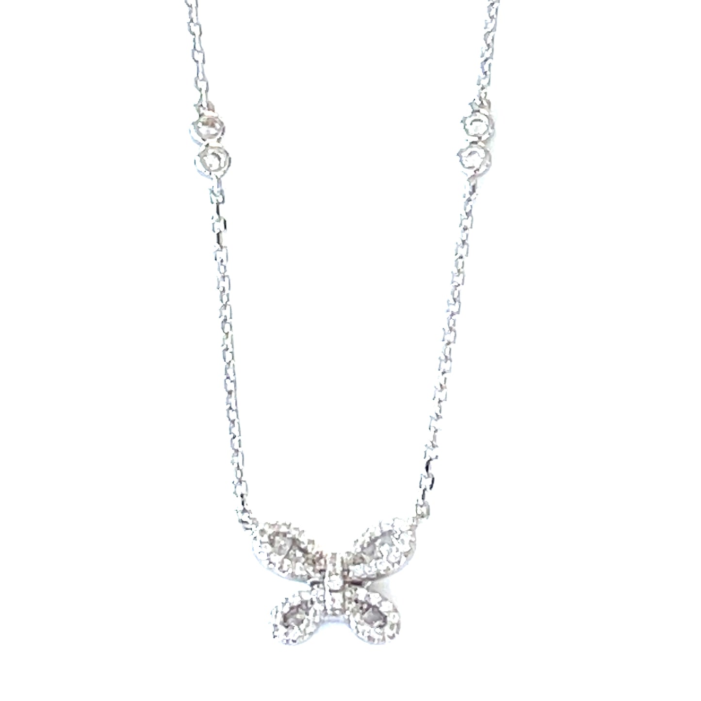 Silklike Butterfly Pendant Necklace with CZ Accents