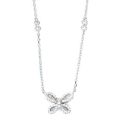 Silklike Butterfly Pendant Necklace with CZ Accents