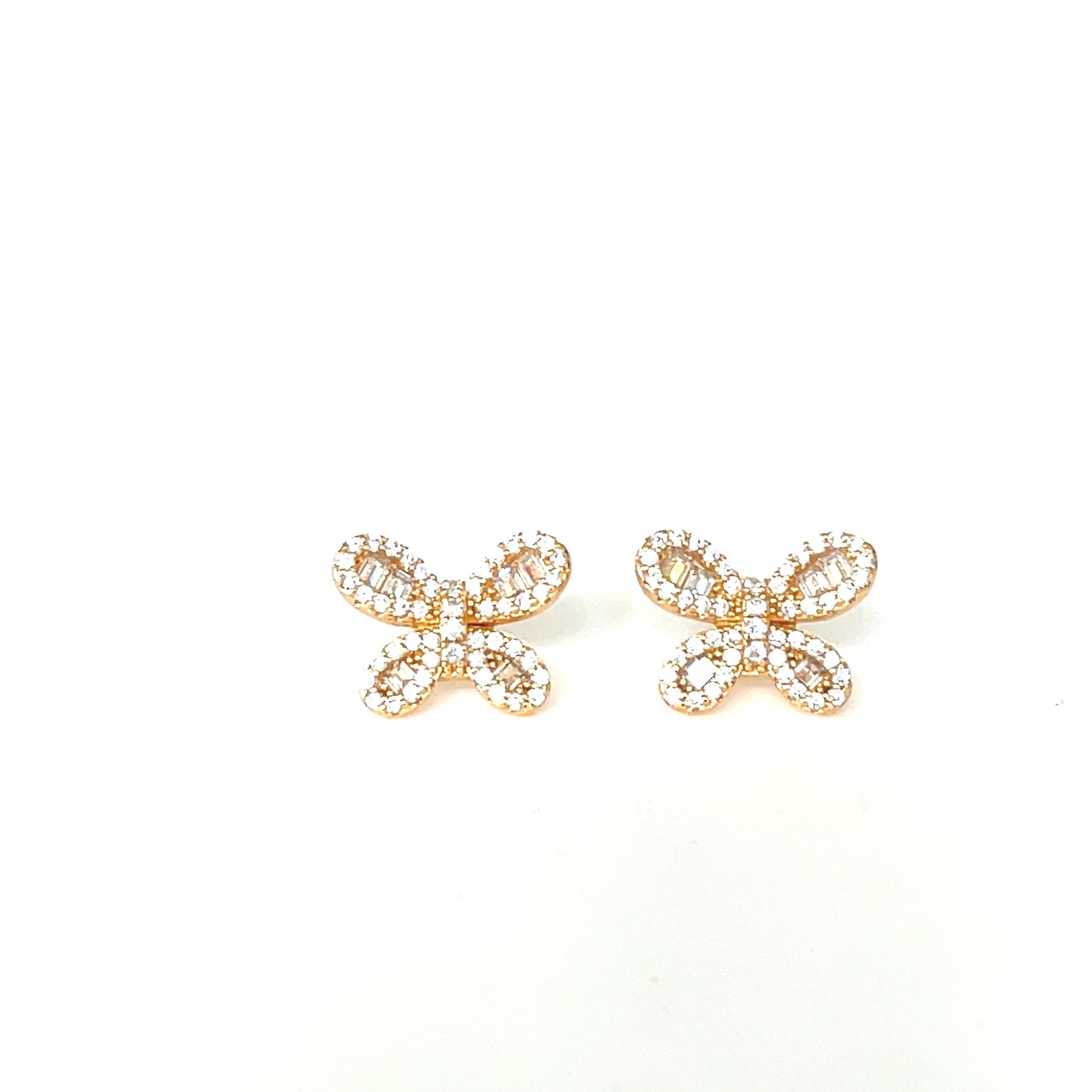 Silklike Baguette CZ Butterfly Stud Earrings