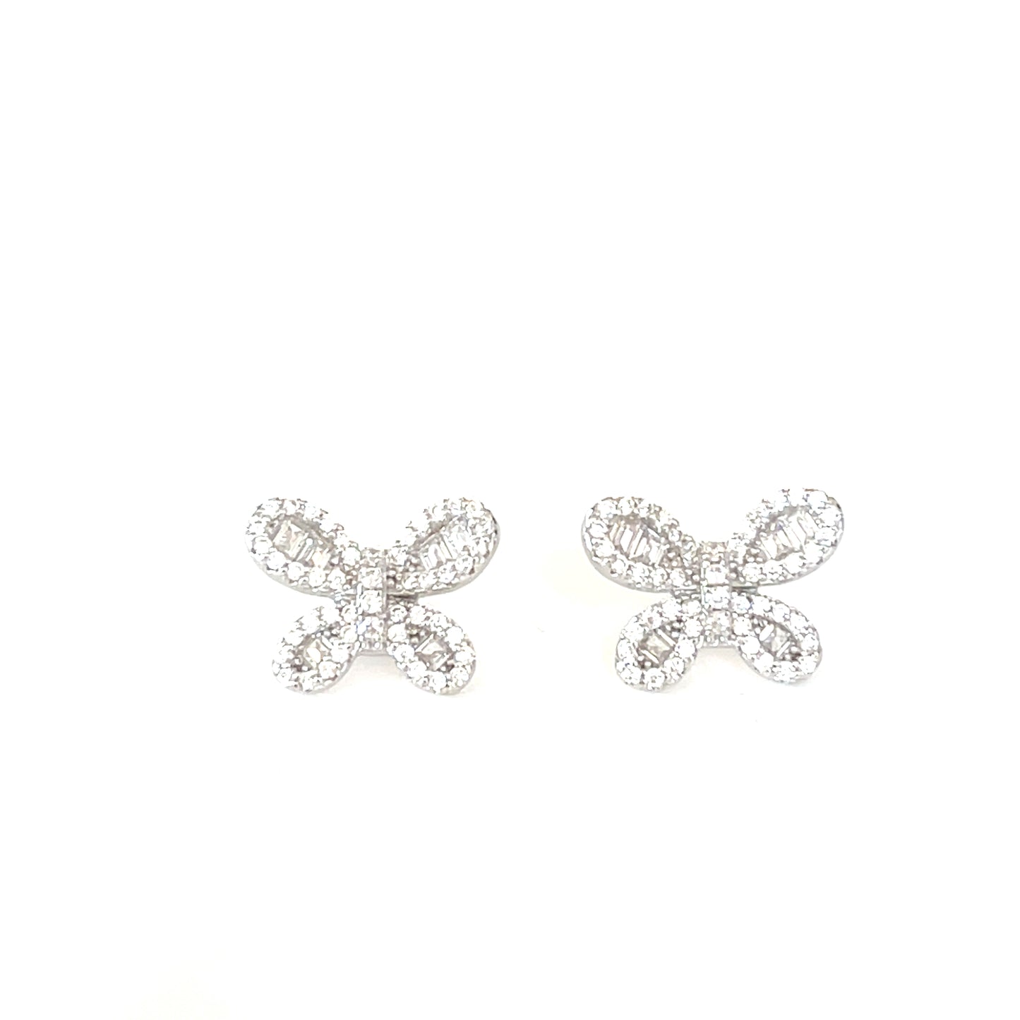 Silklike Baguette CZ Butterfly Stud Earrings
