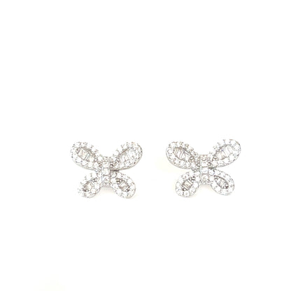 Silklike Baguette CZ Butterfly Stud Earrings