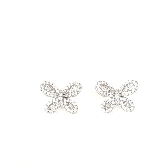 Silklike Baguette CZ Butterfly Stud Earrings