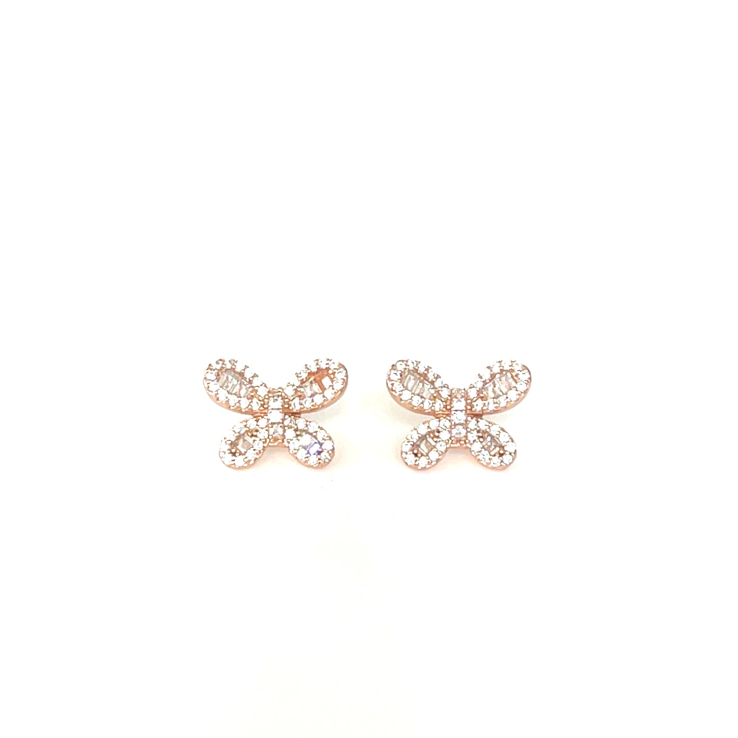 Silklike Baguette CZ Butterfly Stud Earrings