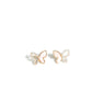 Seashell & Outline CZ Wings Butterfly Stud Earrings