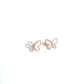 Seashell & Outline CZ Wings Butterfly Stud Earrings