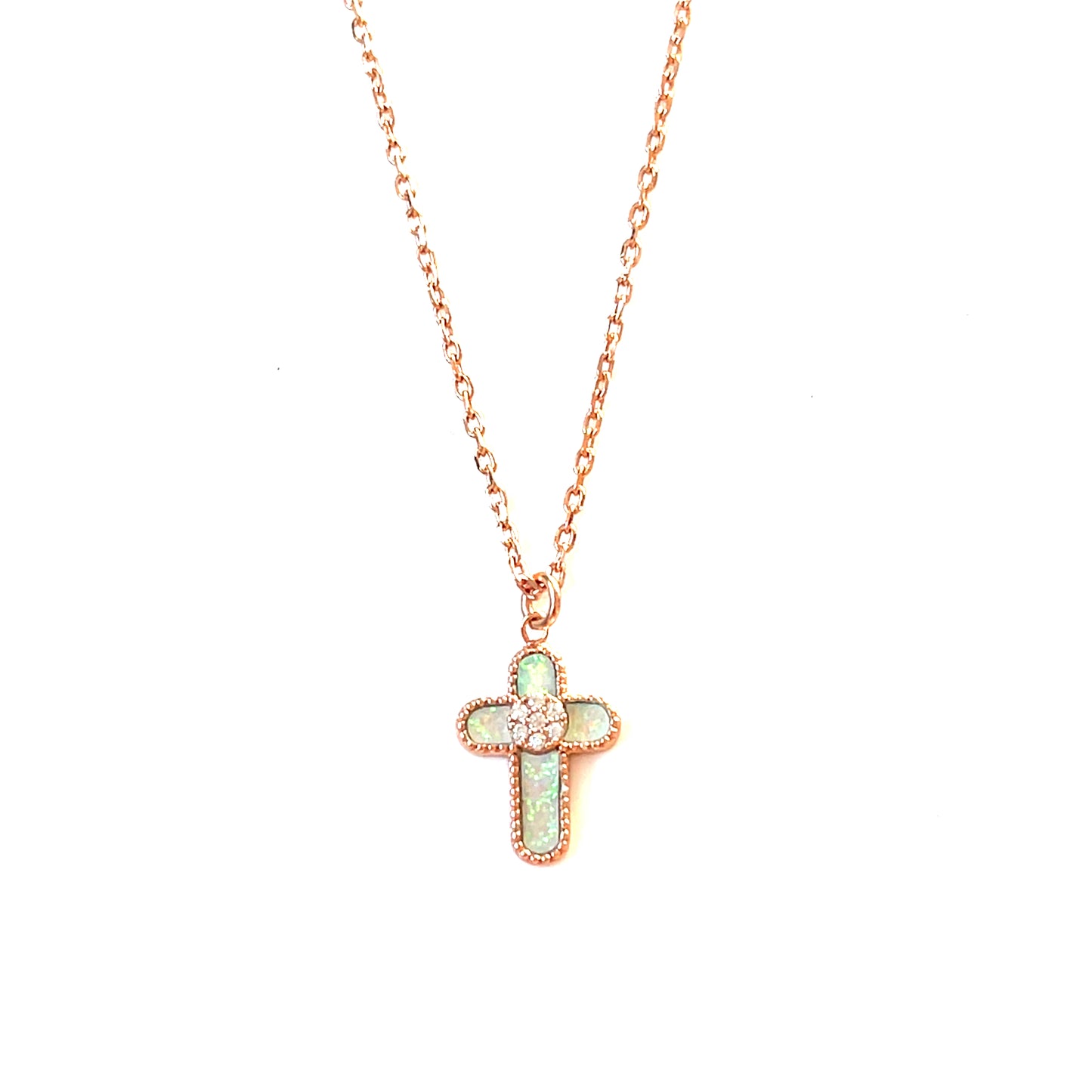 Signature Classic : White Opalite Cross Necklace