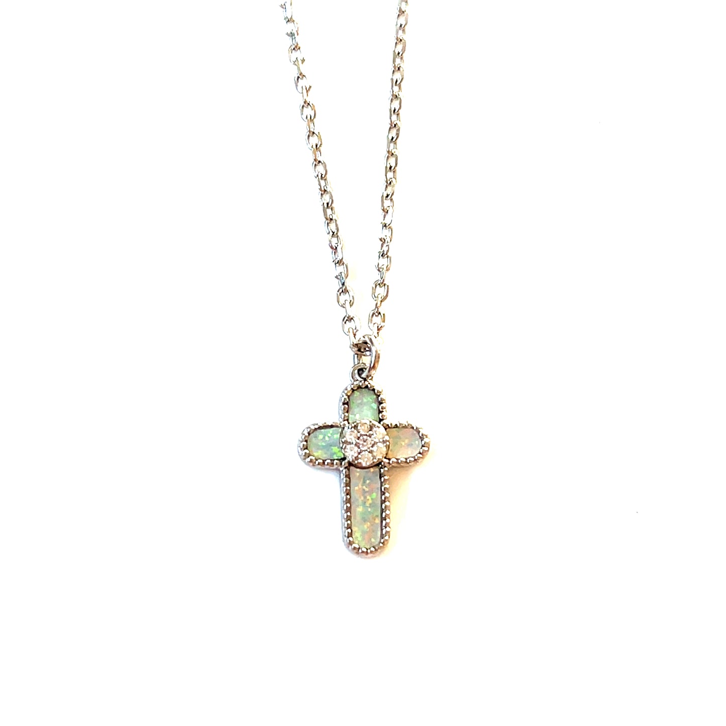 Signature Classic : White Opalite Cross Necklace