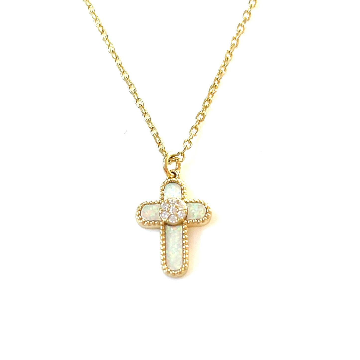 Signature Classic : White Opalite Cross Necklace