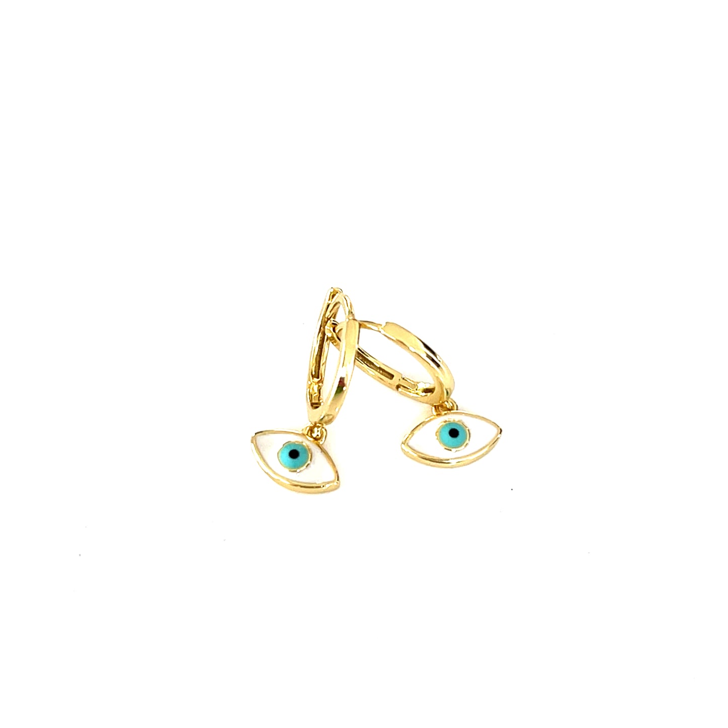White & Blue Eye Hoop Earrings: Enamel Eye