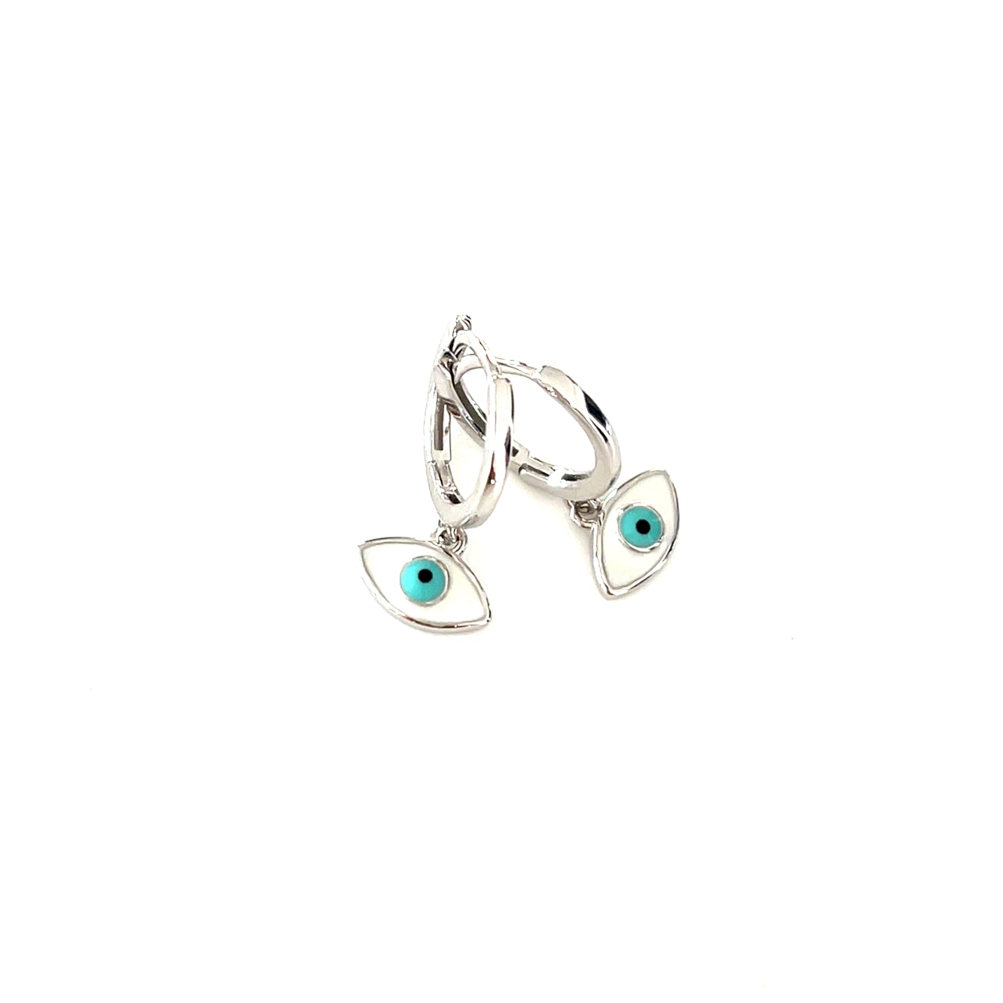 White & Blue Eye Hoop Earrings: Enamel Eye