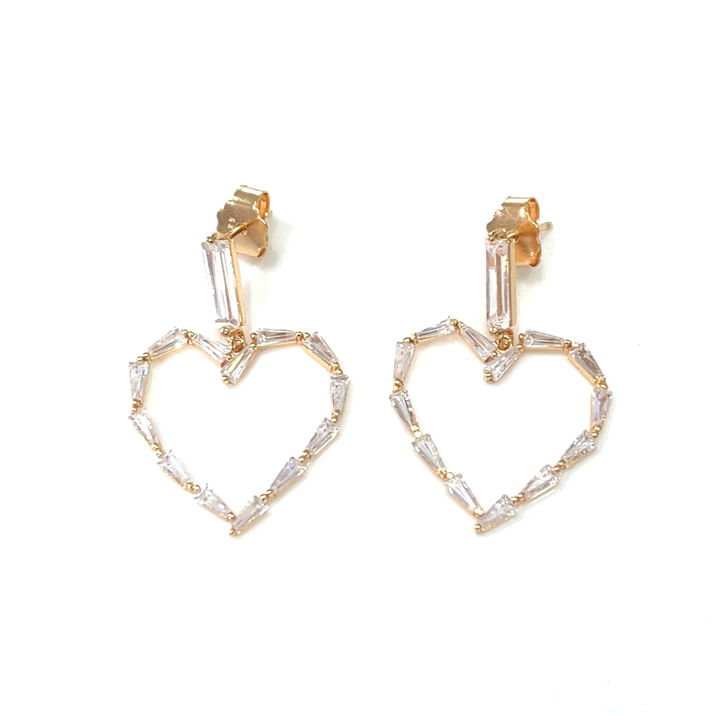 💎 Heart Baguette Dangling Earrings