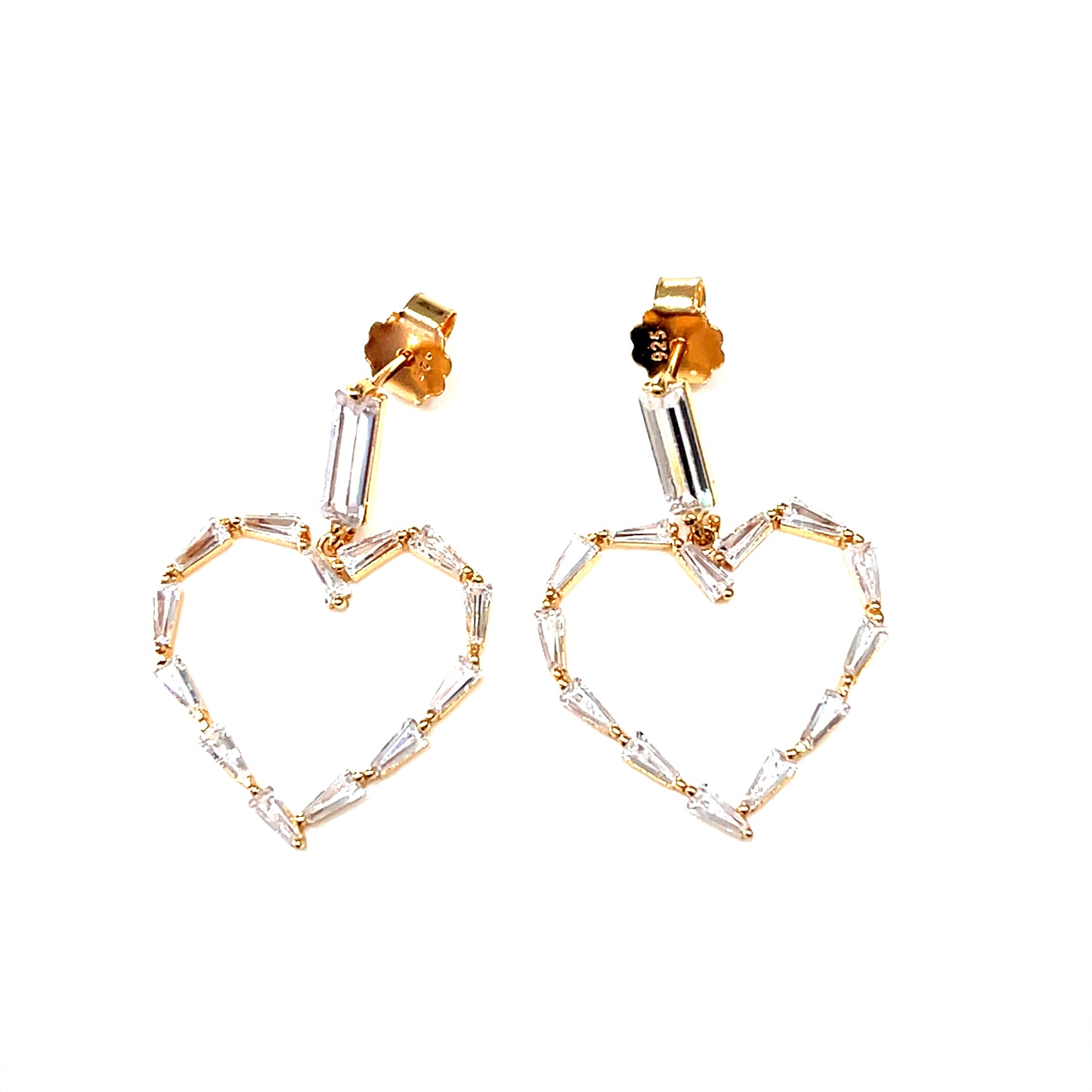 💎 Heart Baguette Dangling Earrings