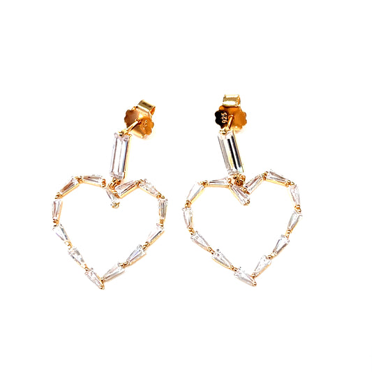 💎 Heart Baguette Dangling Earrings