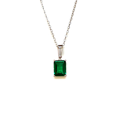 Emerald Baguette Glow Pendant – Sterling Silver