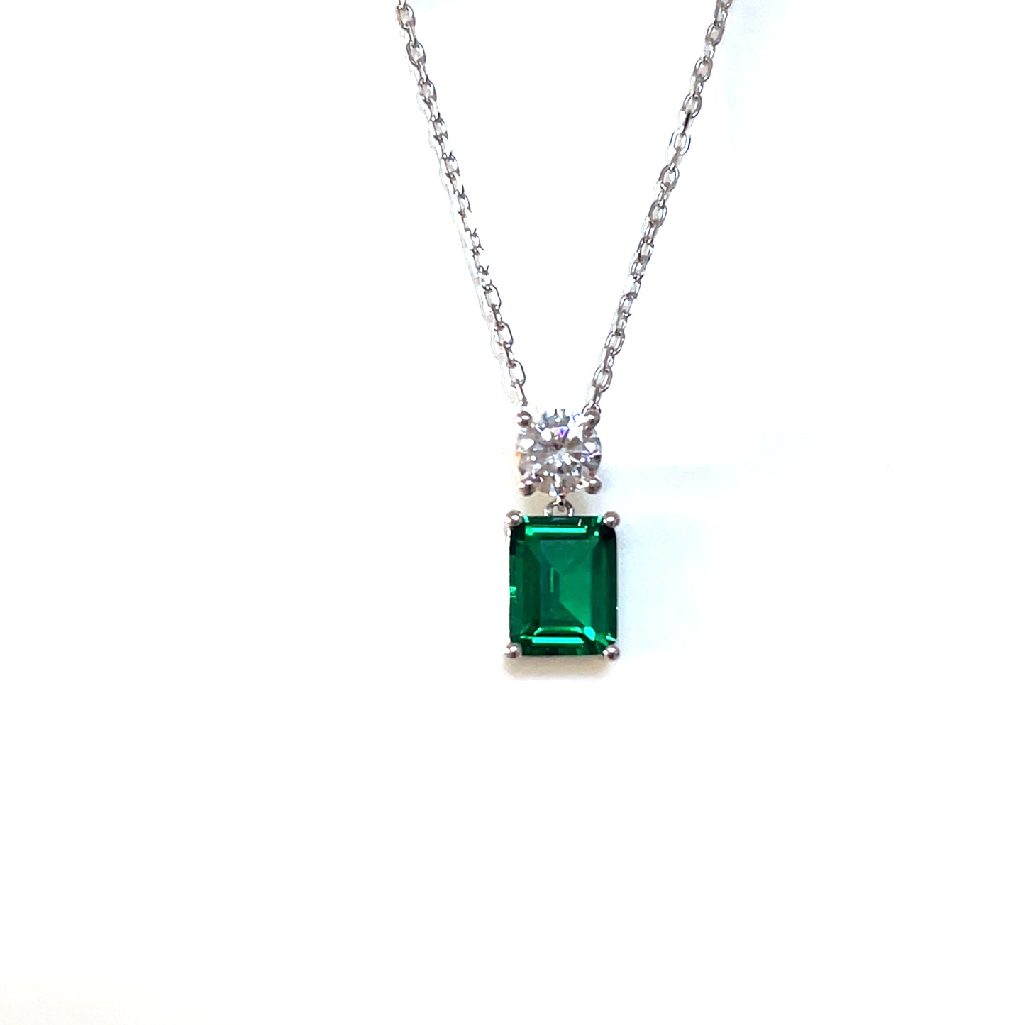 Emerald Radiance Duo Pendant – Sterling Silver