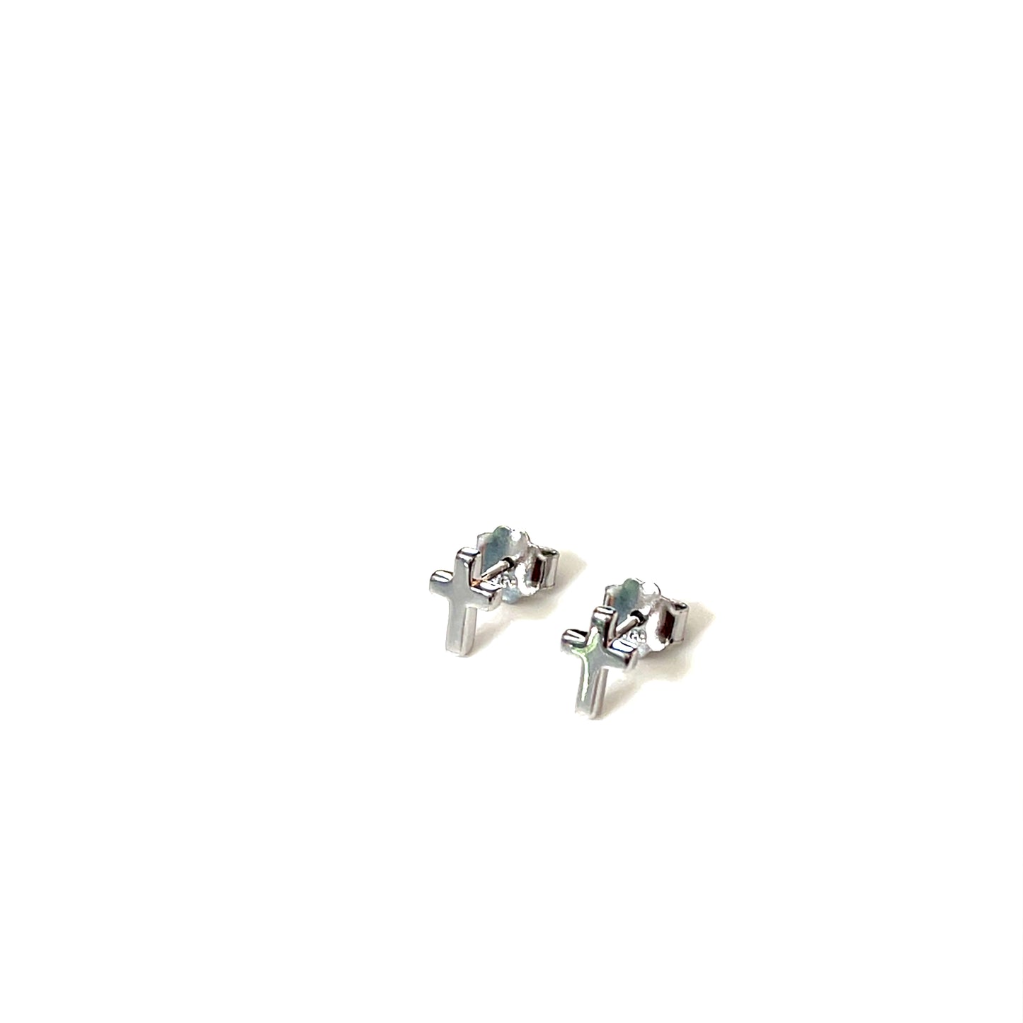 Petite Cross Stud Earrings — Sterling Silver