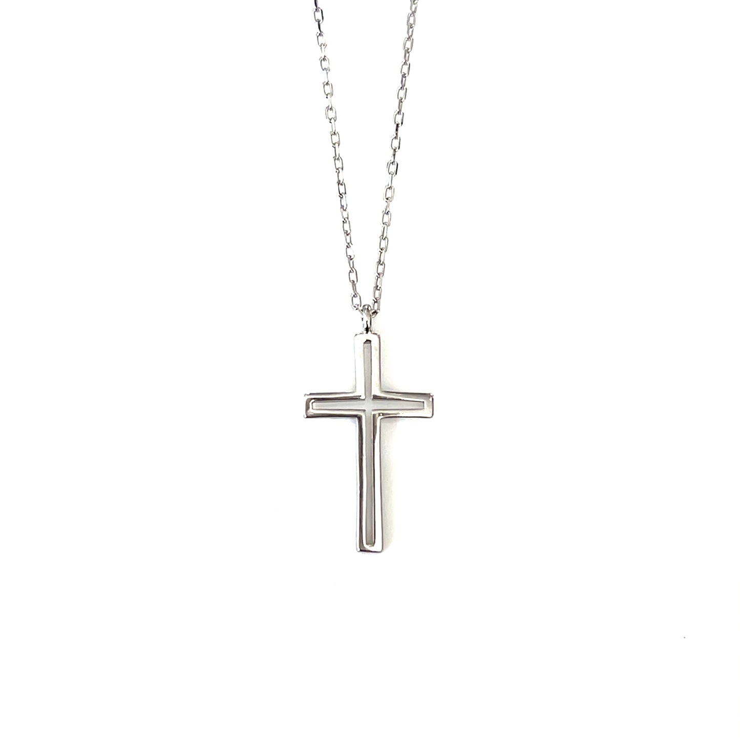 Dimensional Cross Necklace — Sterling Silver