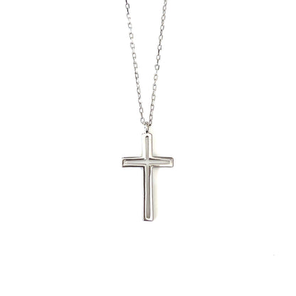 Dimensional Cross Necklace — Sterling Silver