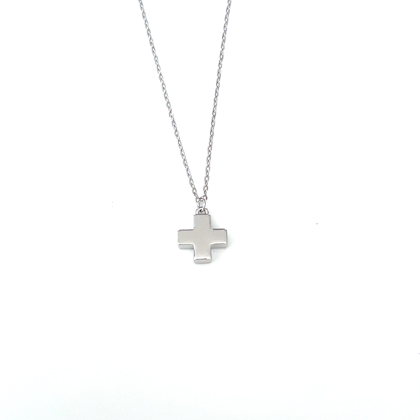 Petite Square Cross Necklace — Polished Finish