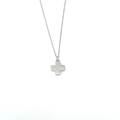 Petite Square Cross Necklace — Polished Finish