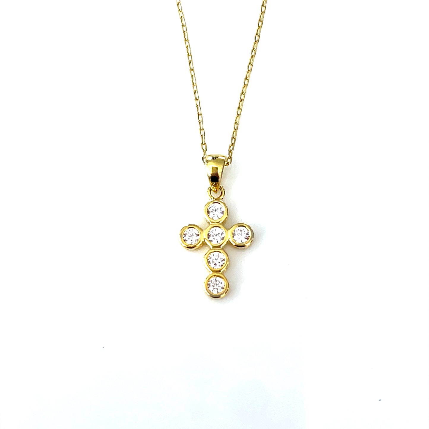 Modern Sparkle Cross Pendant Necklace – Round CZ Cluster