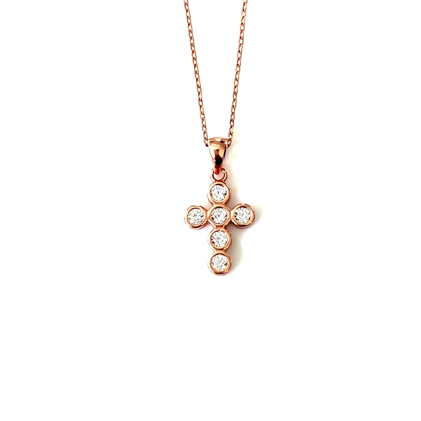 Modern Sparkle Cross Pendant Necklace – Round CZ Cluster