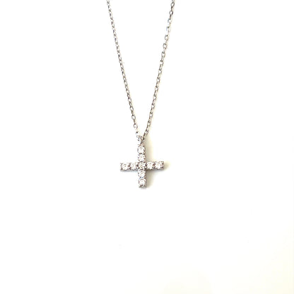 Modern Sparkle Cross Pendant Necklace – Pavé CZ Shine